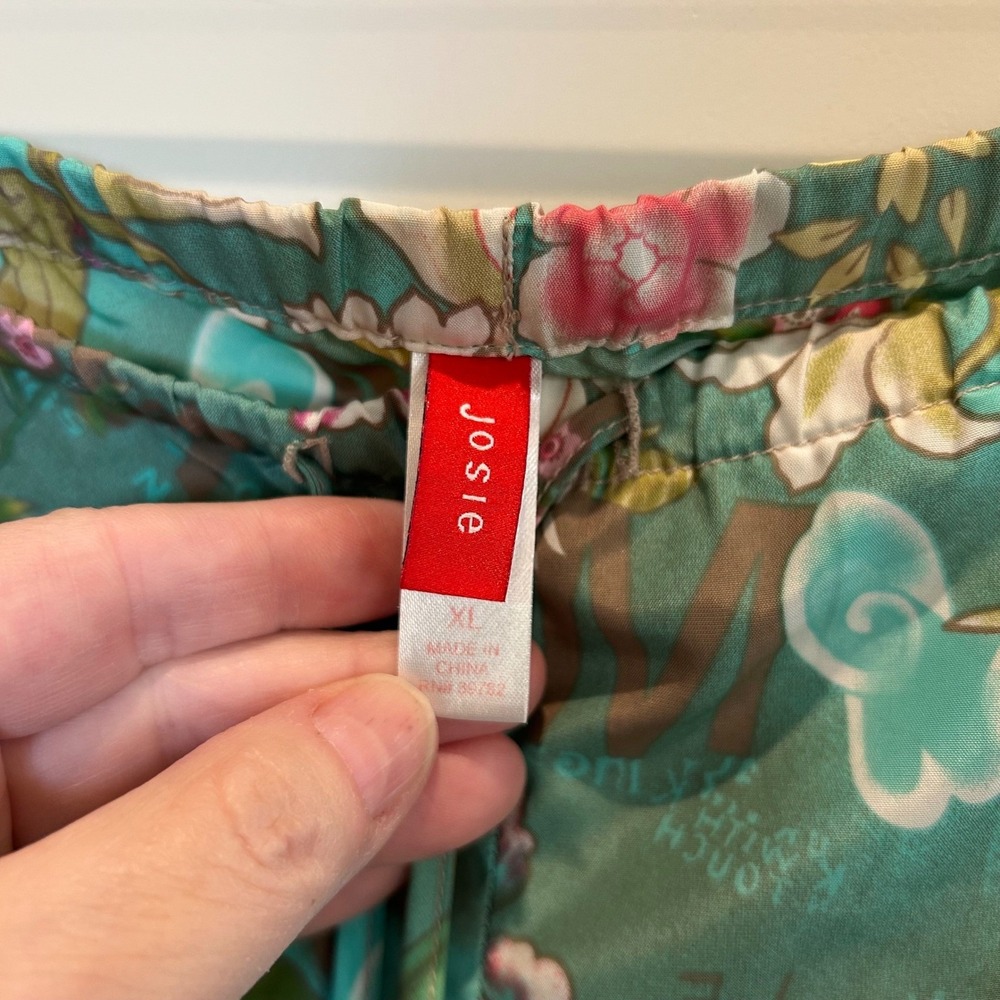Josie Natori Women XL Asian Inspired Floral Print Capris Lounge Pants PJ Pajama - Picture 3 of 9